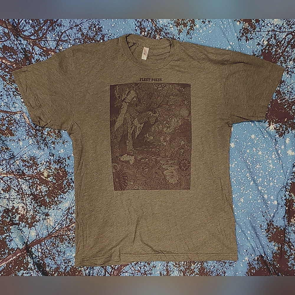 Fleet Foxes American Apparel 50/50 Large Green t-shirt